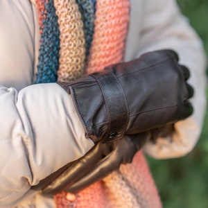 Women&#39;s Gloves - DARK BROWN - wool lined - hairsheep leather