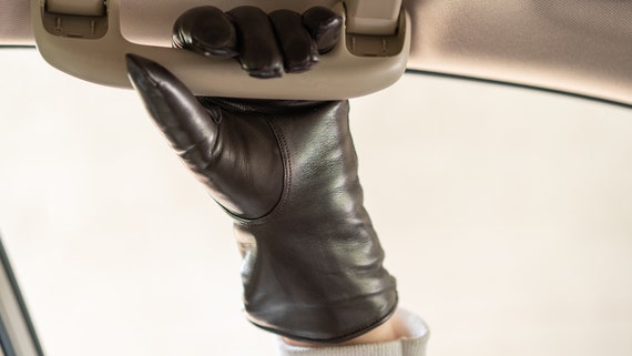 Women's LAMB FUR Lined Gloves - Dark BROWN - Hairsheep