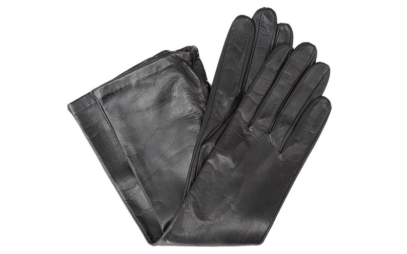 Guantes largos para mujer NEGRO forro de rayón piel de oveja imagen 8