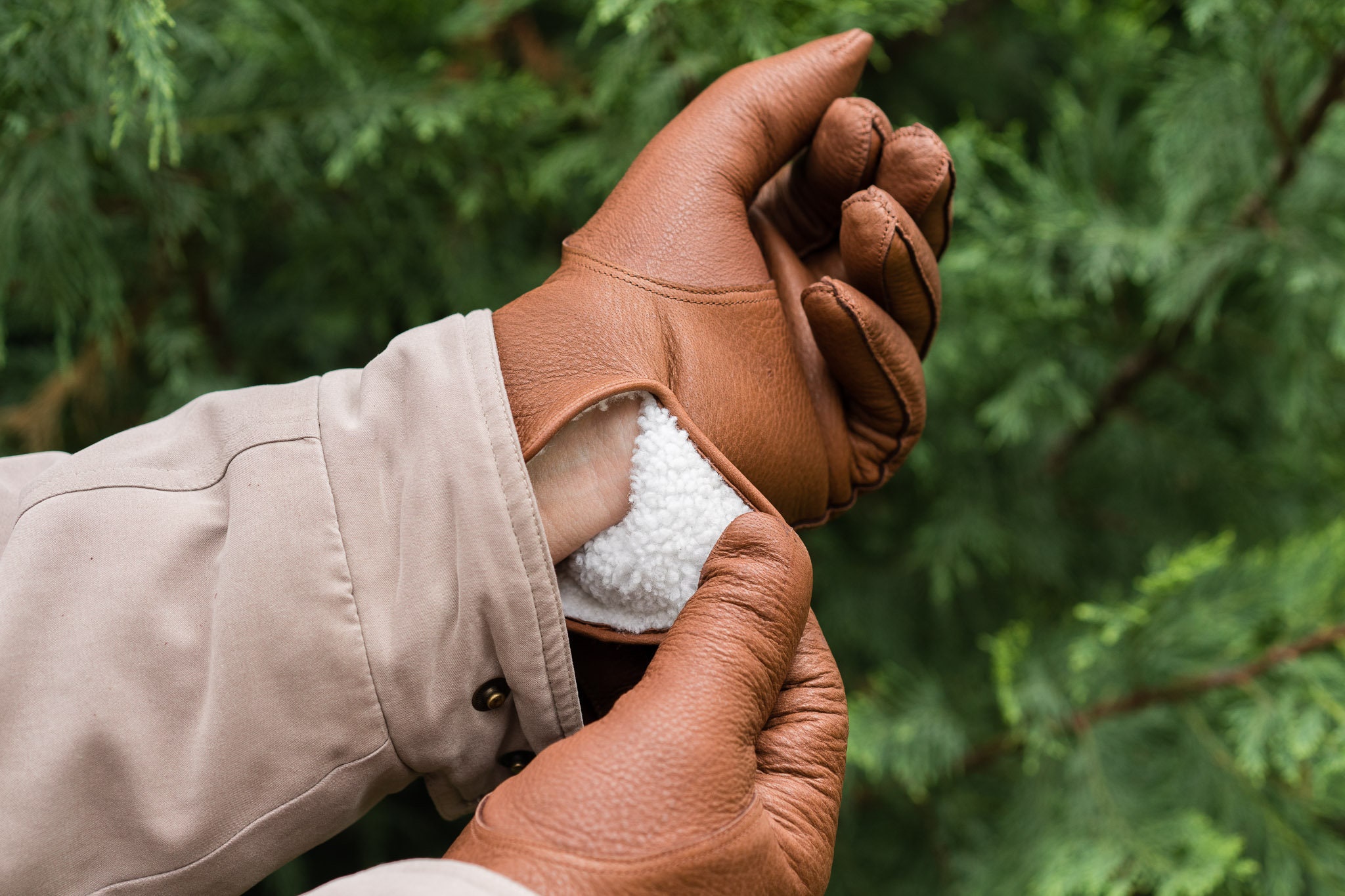 Men's LAMB FUR Lined Gloves - WALNUT - Deerskin Leather - Etsy
