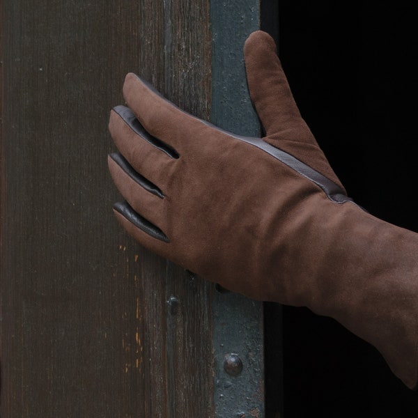 Gants pour femmes - MARRON - doublés de laine - cuir de mouton