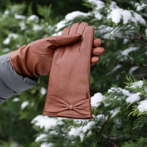 Women&#39;s Gloves - COGNAC - wool lined - hairsheep leather