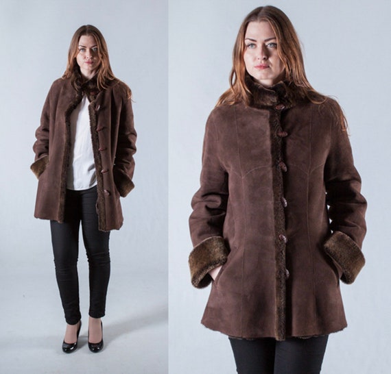 Short Brown Real Fur Shearling Coat Women Sheepskin Coat | Etsy