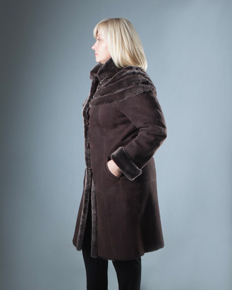 Plus Size Dark Brown Real Sheepskin Fur Women Coat Plus Size Etsy