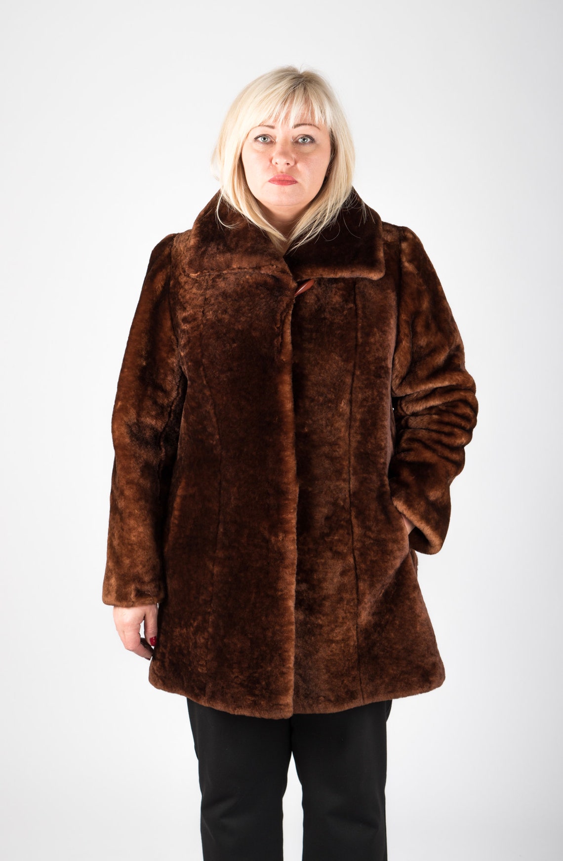 Plus Size Real Sheepskin Fur Coat for Women Natural Mouton Etsy