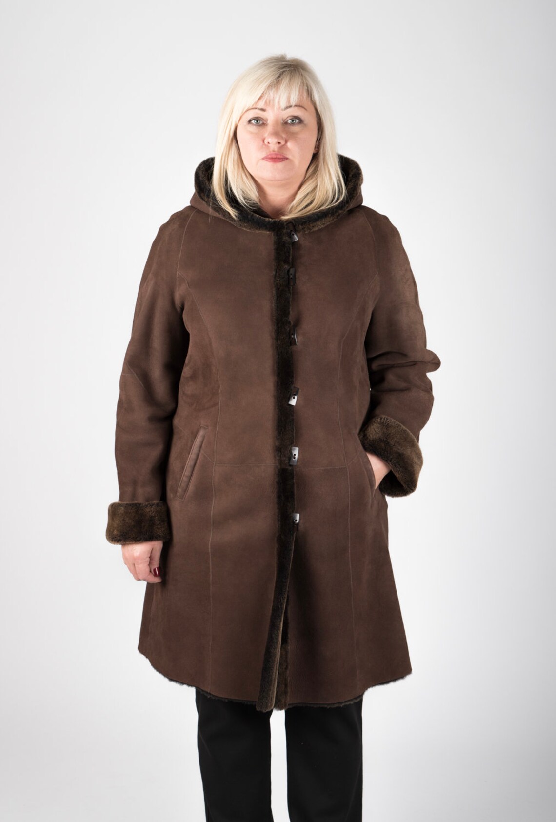 Plus Size Sheepskin Shearling Coat for Women Hooded Warm Long Etsy