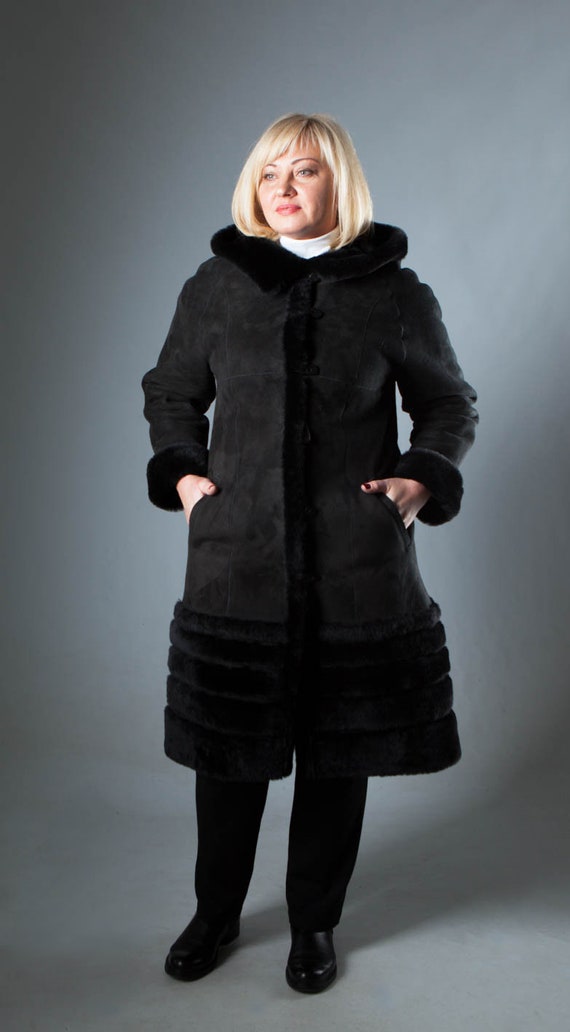 plus size shearling coat