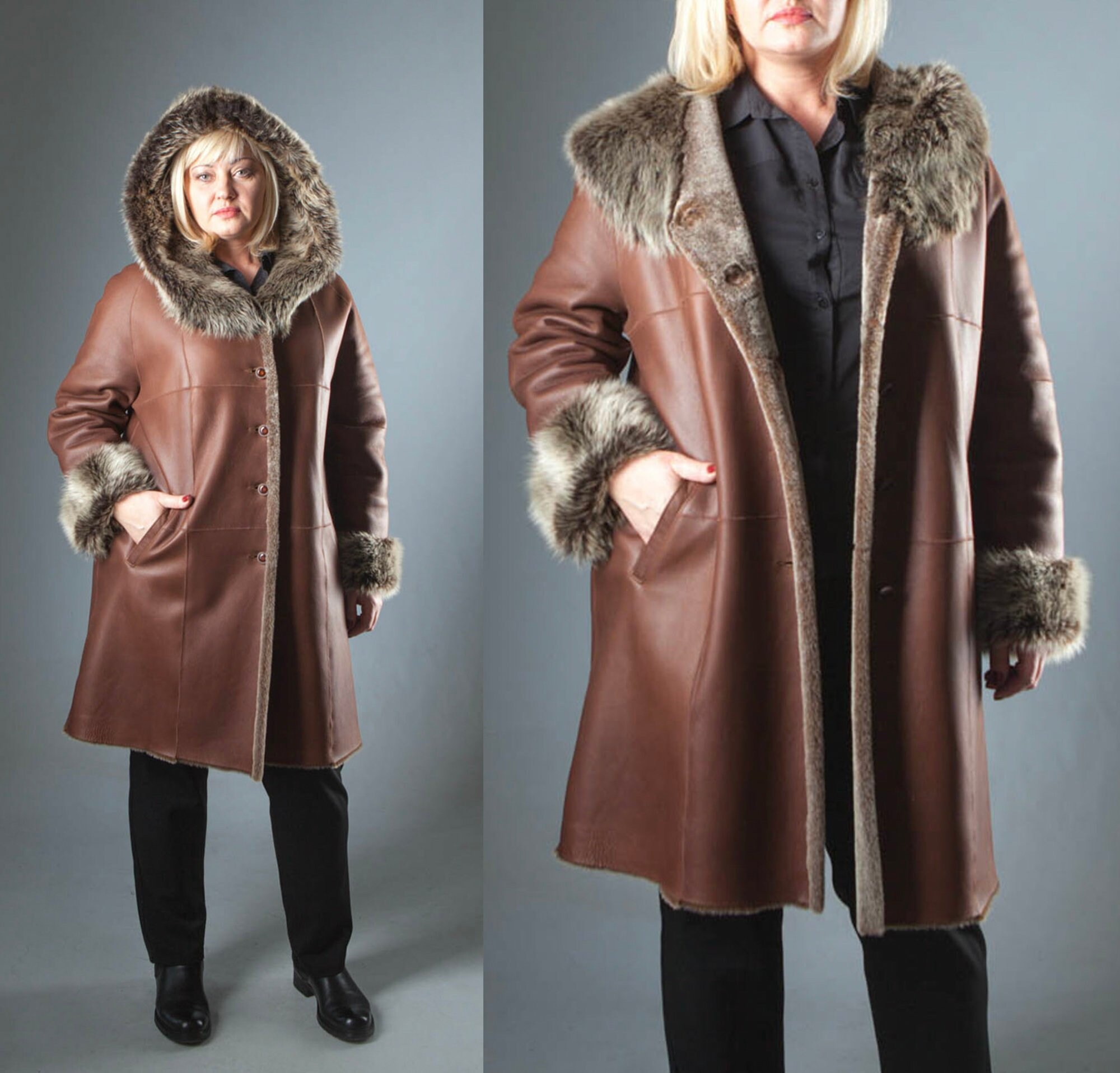 plus size shearling coat