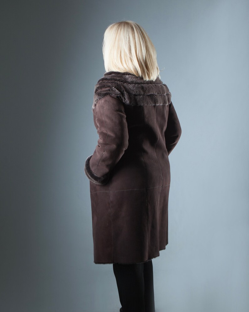Plus Size Dark Brown Real Sheepskin Fur Women Coat Plus Size Etsy
