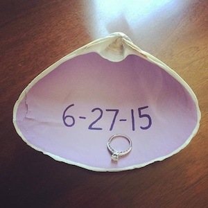 Handpainted seashell with wedding date
