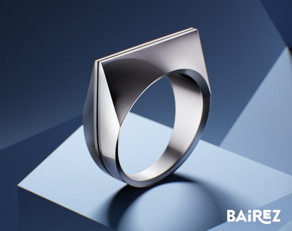 Minimalist Unisex Jewelry Minimalism Minimalist Ring Future Minimal Futuristic Unisex ring Modernist Jewelry Minimal Future Gold