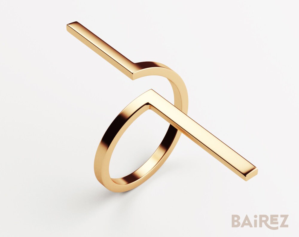 Bar Ring Simple Gold Ring Dainty Bar Ring Modern Bar Ring - Etsy Canada
