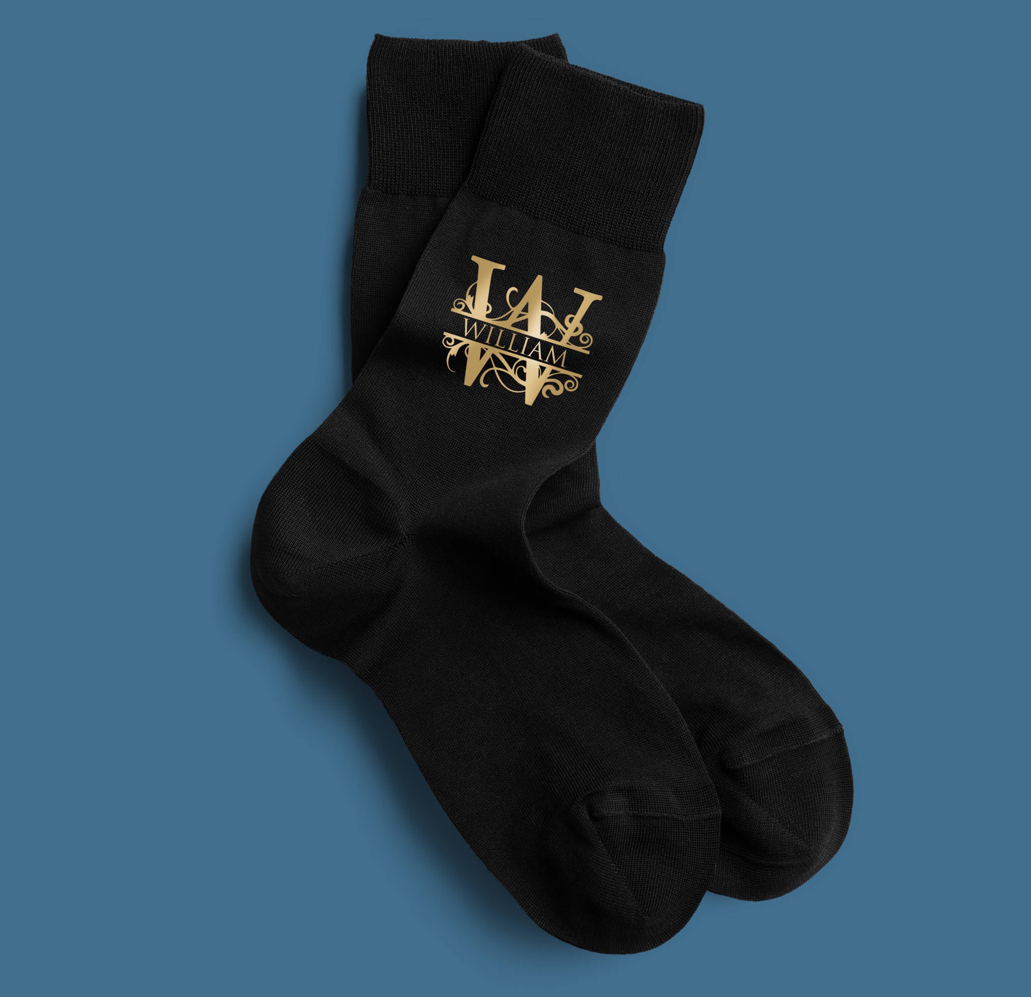 MONOGRAM letter socks personalised name custom gold and silver Etsy