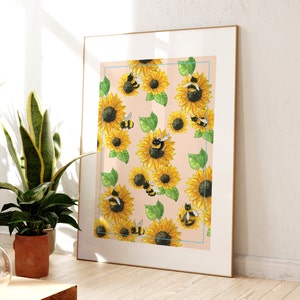 Cat wall art, Sunflowers cat, floral cats, funny decor, animal art