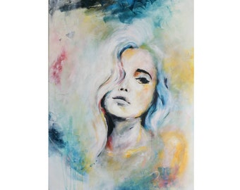 Woman abstract art, Face painting, Home decor, colorful canvas art,  femaleart, large wall art, portrait art , acrylic painting, modern art