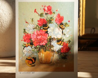 Flowers and Cats, Giclee print