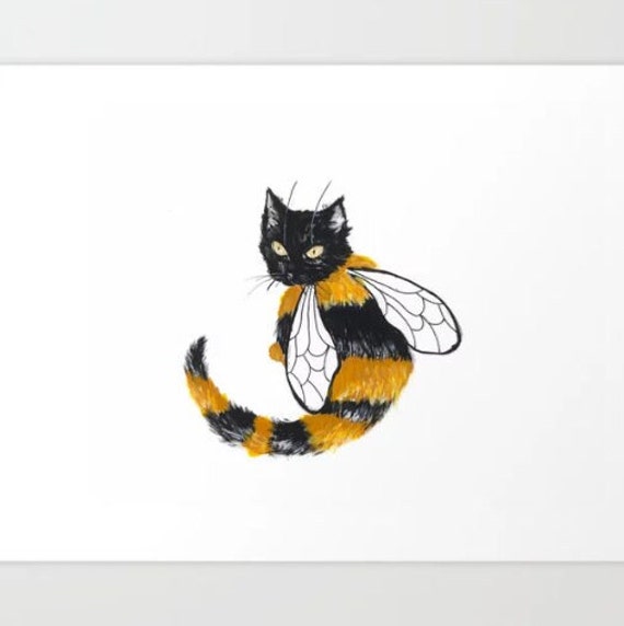 Impression De Chat Curieux Art De Chat De Fee Chat Avec Des Etsy Canada