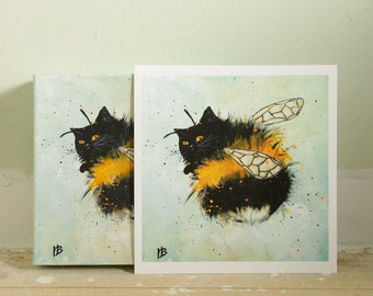 Bumble Cat, Giclee print with hand added details