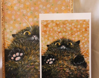 Garden Cat Print, Giclee print, Bumble Cat by Ingrida