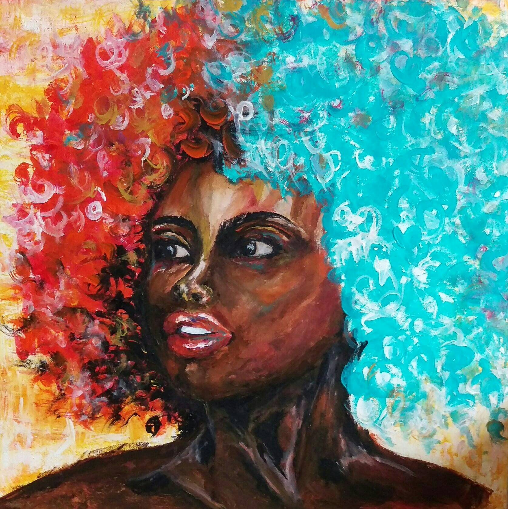Afro african art afro painting african woman afro woman | Etsy