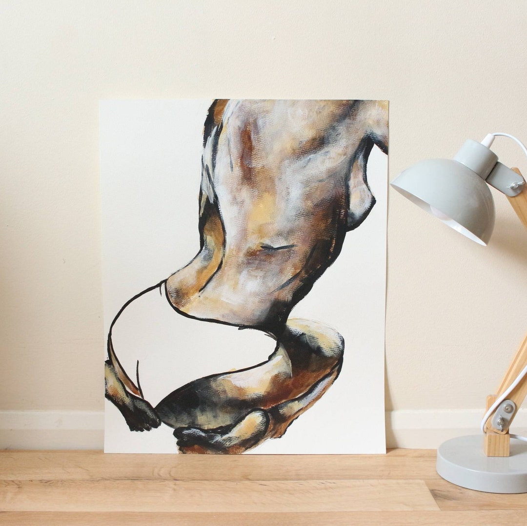 body-wall-art-nude-female-painting-woman-booty-poster-etsy