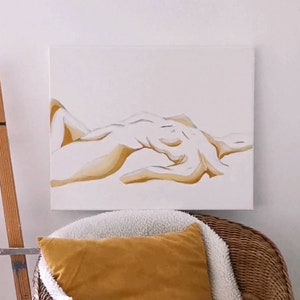Female body painting Woman torso art acrylic painting sensual art