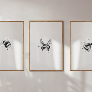 Bee Stamp BW Wall Art, Canvas Prints, Framed Prints, Wall Peels