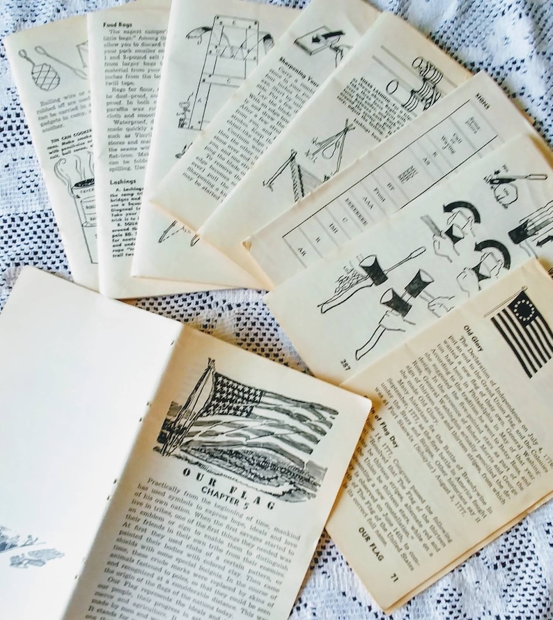 1940/'s Scout Leader Handbook double pages for crafting!