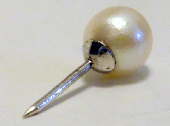 White Cultured Pearl Necktie Tie Pin Tack Silver … - image 6