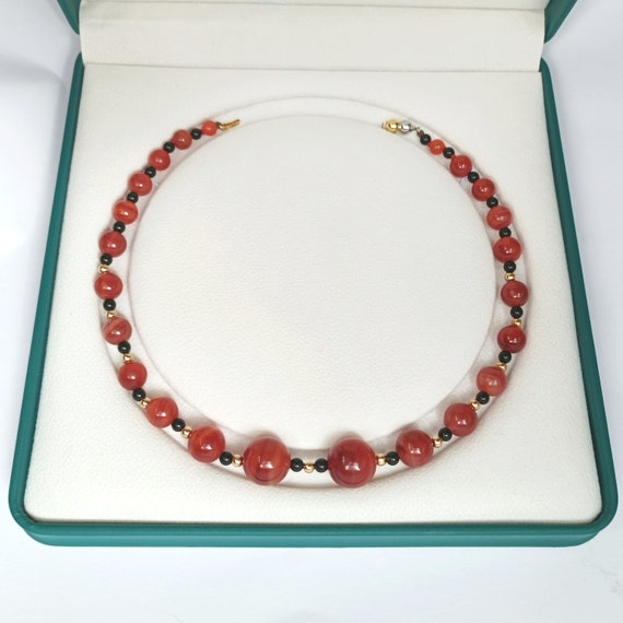 Red Coral 6.0 - 15.5 mm Choker Necklace Separated… - image 2