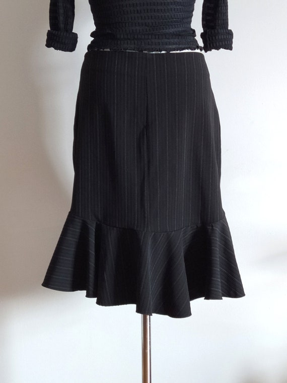 Black asymmetrical skirt with ruffle, vintage Rin… - image 7