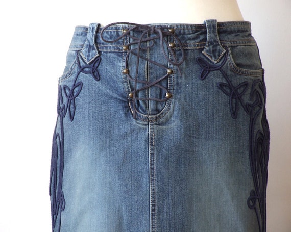 vintage long denim skirt