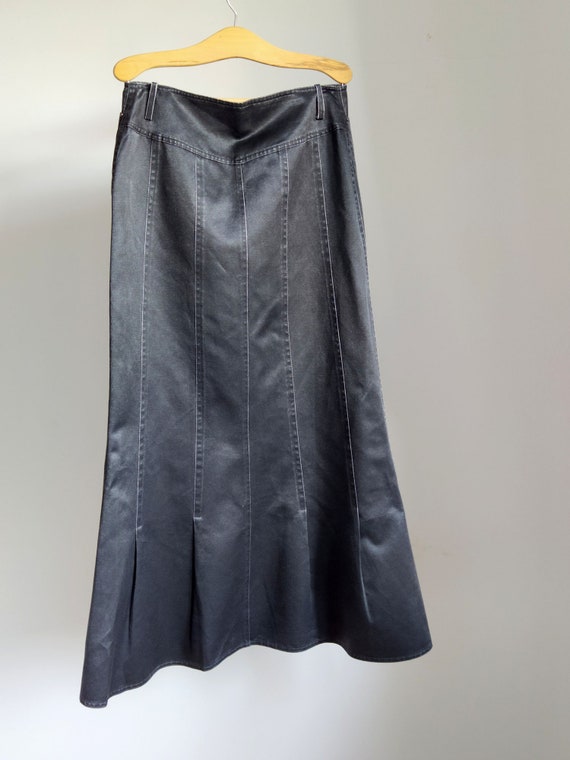 Anthracite gray long skirt with pleated detail, v… - image 9