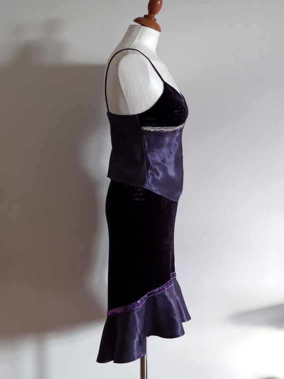 Vintage boho violet strappy top and skirt of velv… - image 6