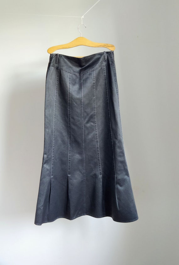 Anthracite gray long skirt with pleated detail, v… - image 1