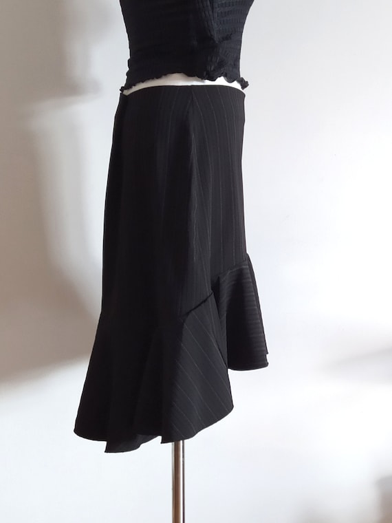 Black asymmetrical skirt with ruffle, vintage Rin… - image 6