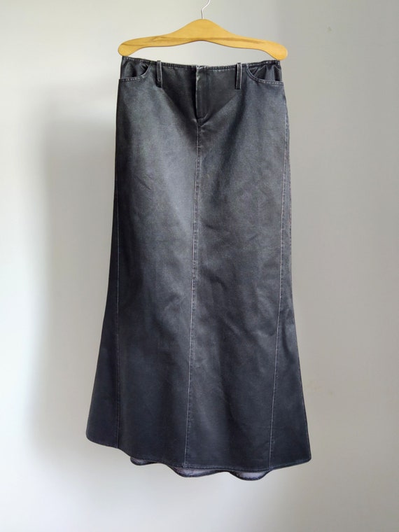 Anthracite gray long skirt with pleated detail, v… - image 10