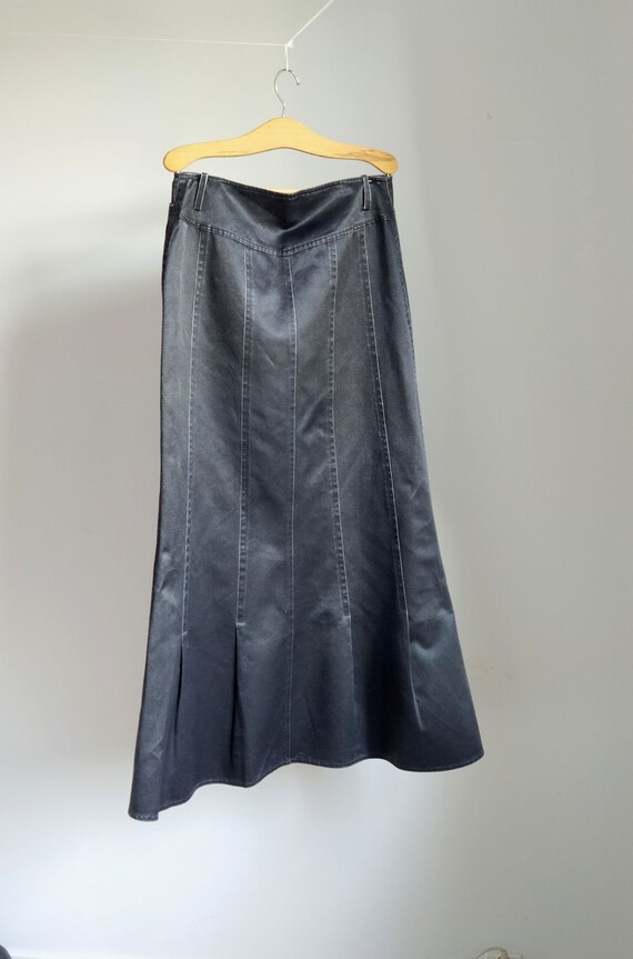 Anthracite gray long skirt with pleated detail, v… - image 7