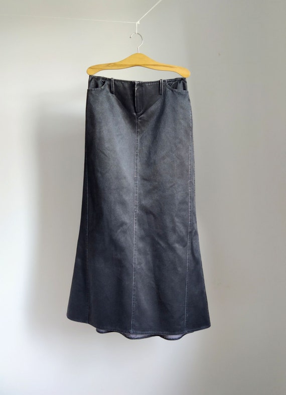 Anthracite gray long skirt with pleated detail, v… - image 4