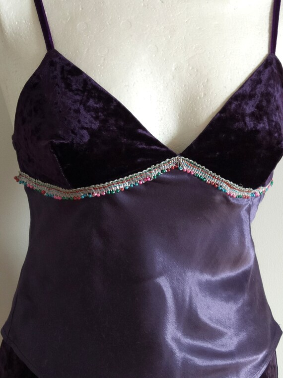 Vintage boho violet strappy top and skirt of velv… - image 4