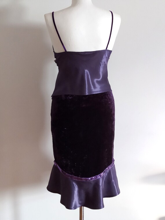 Vintage boho violet strappy top and skirt of velv… - image 7