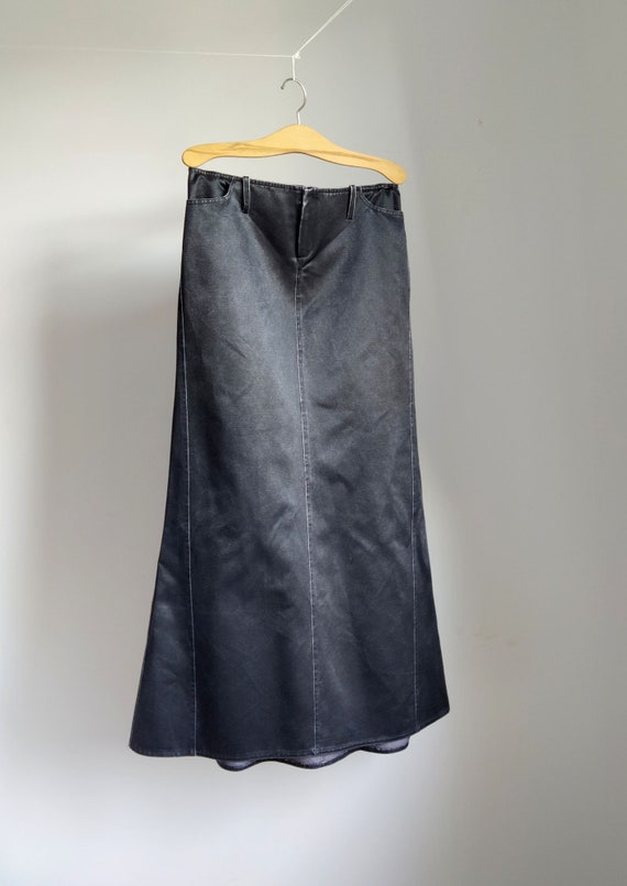 Anthracite gray long skirt with pleated detail, v… - image 3