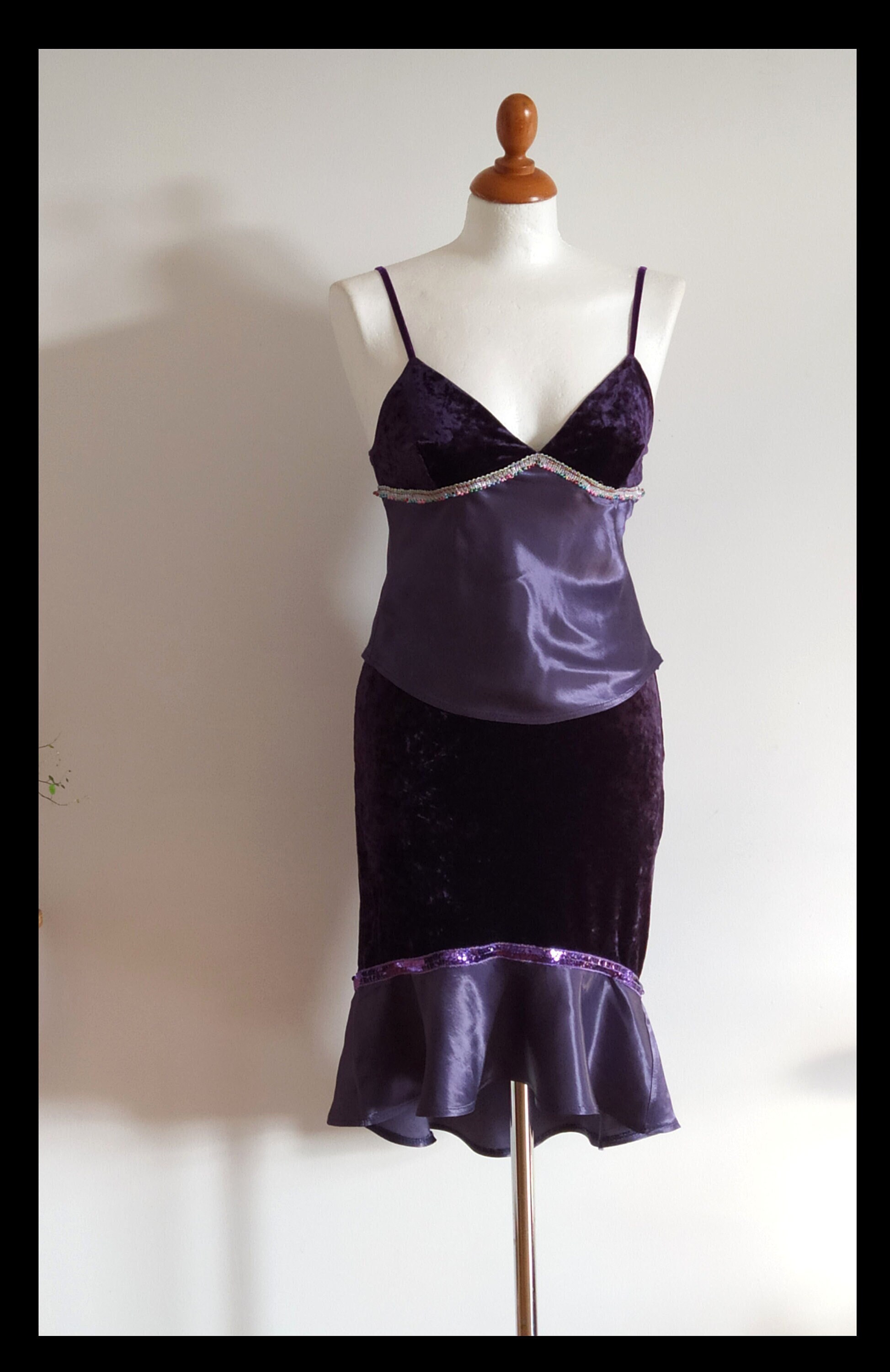 Jupe Habillée En Velours Ras Violet - Taille 38/40, Marque Votre Mode, Neuve Sans étiquette