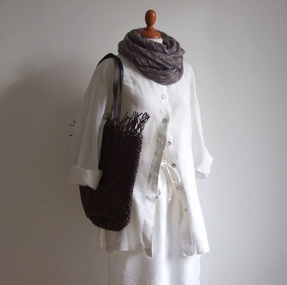 Vintage linen skirt & blouse, white linen suit, re