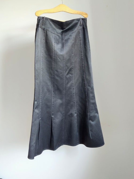 Anthracite gray long skirt with pleated detail, v… - image 8