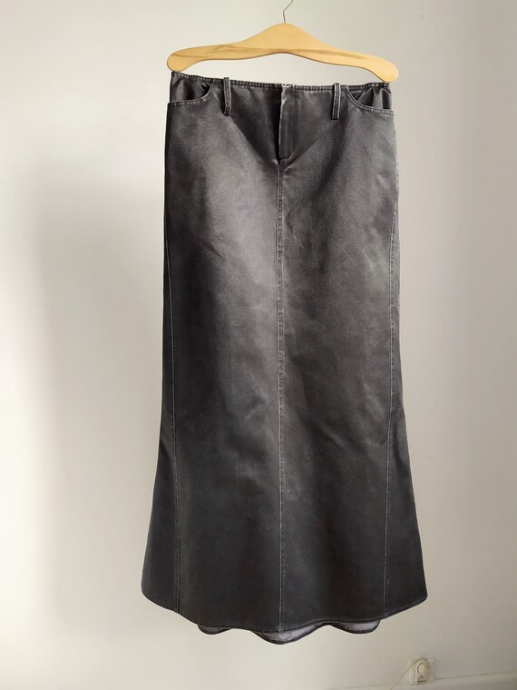 Anthracite gray long skirt with pleated detail, v… - image 6