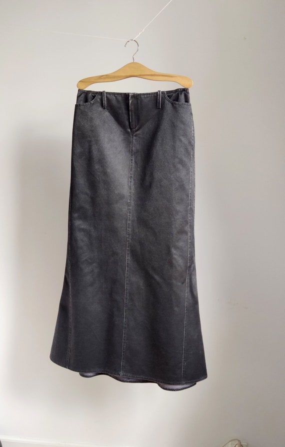 Anthracite gray long skirt with pleated detail, v… - image 5