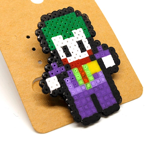 Broche en perles - Pixel art - Hama Mini - Geek - Broche - Joker