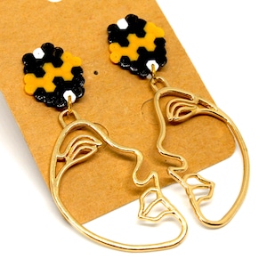 Aluminum wire loops - Faces - Faces - Pixel art - Hama Mini - Minimalist - Earrings - Earrings - Retro Faces
