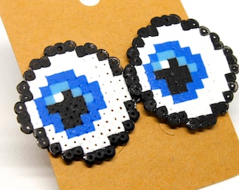 Pearls - Pixel art - Hama Mini - Geek - earrings - earrings - fancy eyes